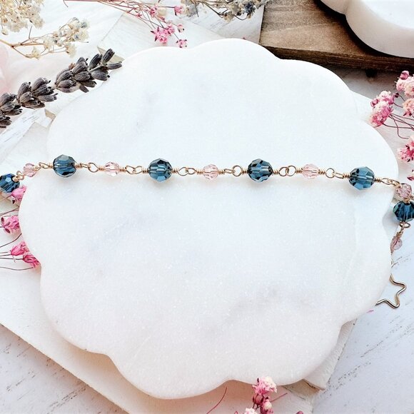 New Crystal Bracelet with Star Toggle Clasp | 14k Gold Filled | Handmade in BC - Picture 2 of 4